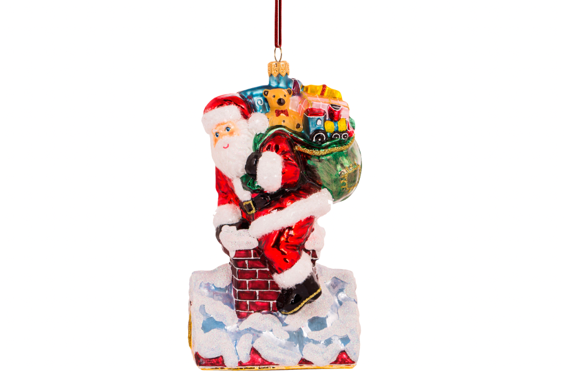 Huras Family Santa On a Snowy Rooftop Ornament