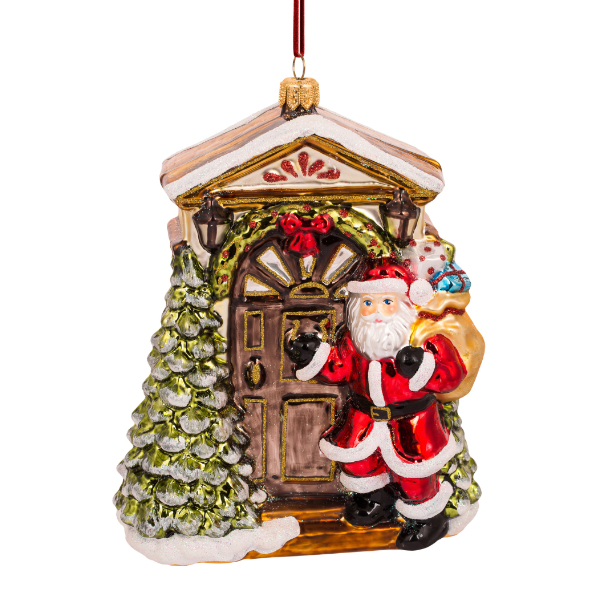 Huras Family Poland Look Who's Knocking at the Door glass Christmas ornament