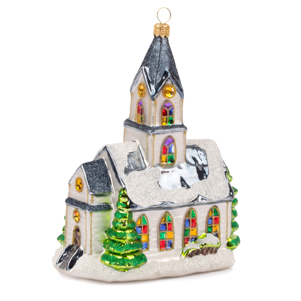 Huras Family Poland Adorable Chapel with Stained Glass Windows glass Christmas Ornament