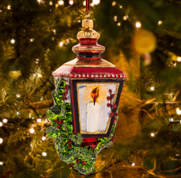 Huras Family Poland Candle-Lit Lantern glass Christmas ornament