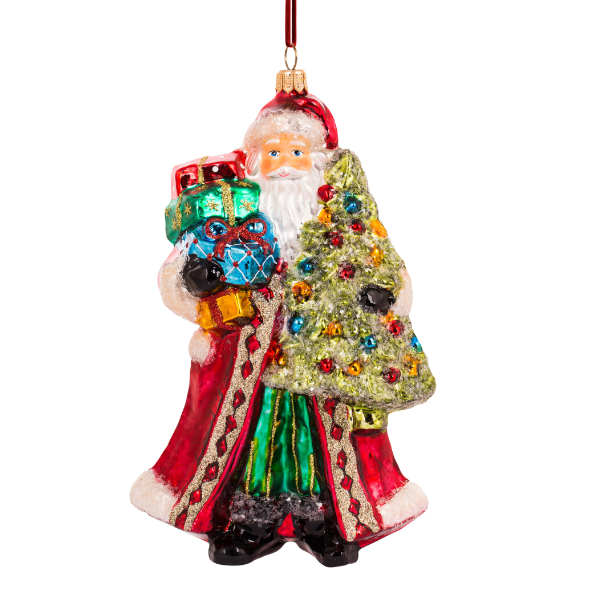 Huras Family Poland Santa's Glittering Tree glass Christmas ornament