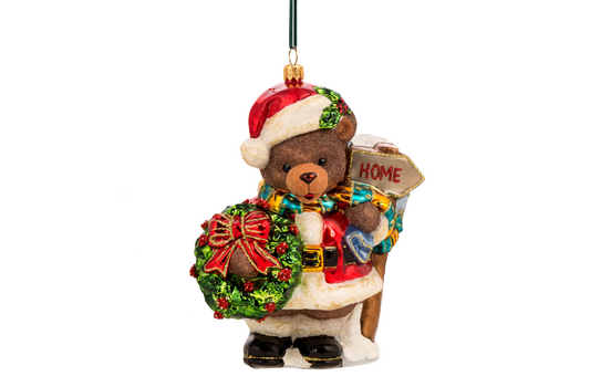 Huras Family Poland Christmas Teddy Shows the Way Ornament