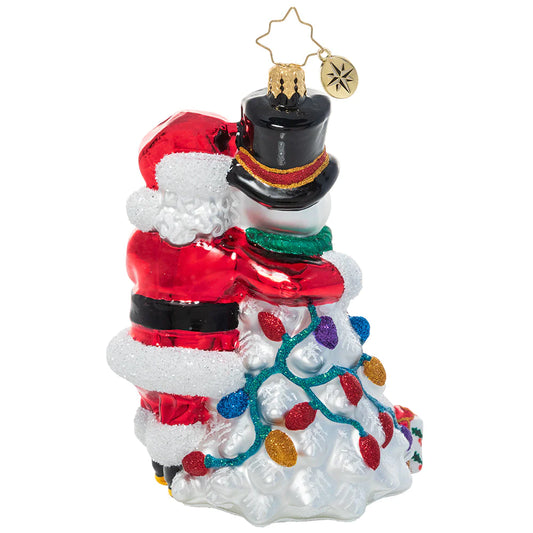 Christopher Radko A Frosty Duo Gem Christmas Ornament Santa Claus and Snowman