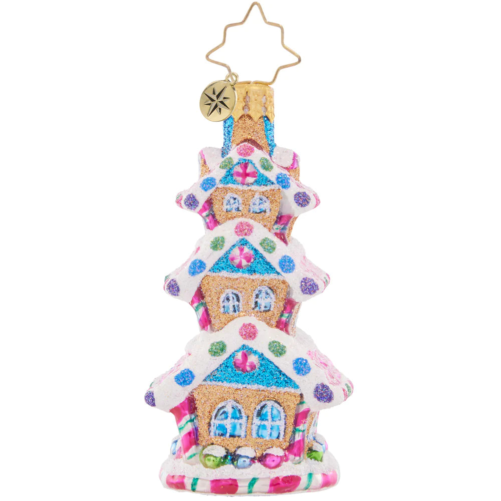 Christopher Radko Sweetest High Rise Gem gingerbread house glass ornament 