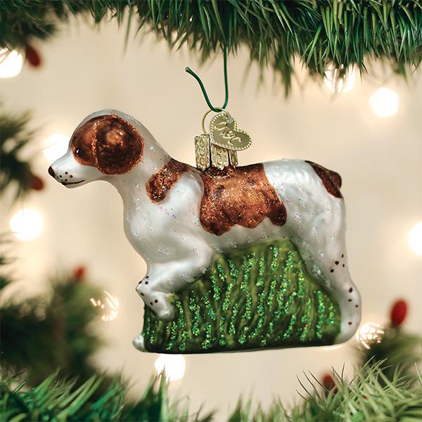 Merry Avenue Brittany Spaniel Dog Old World Christmas ornament 