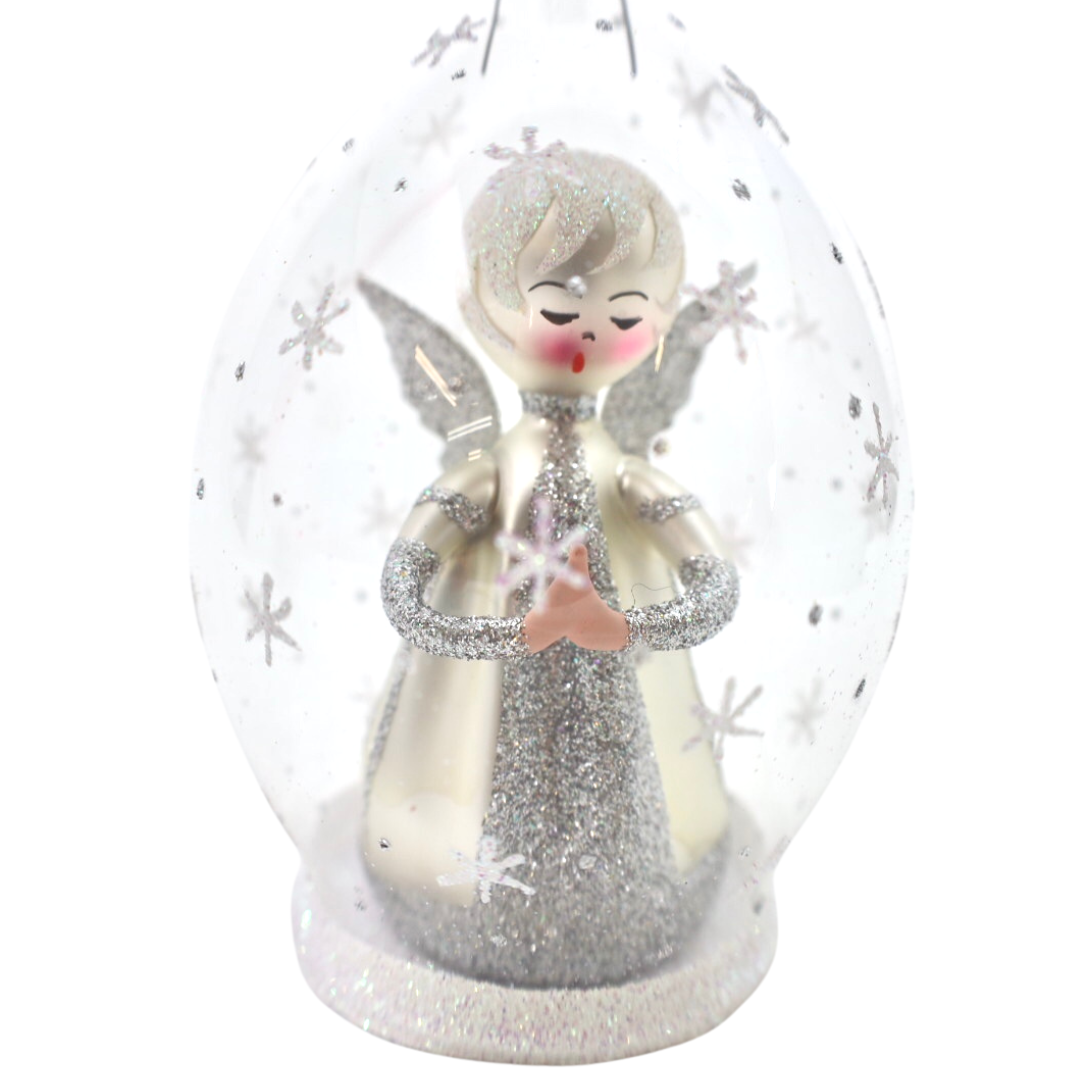 Soffieria De Carlini silver angel dome glass ornament handmade in Italy christmas snowflake 