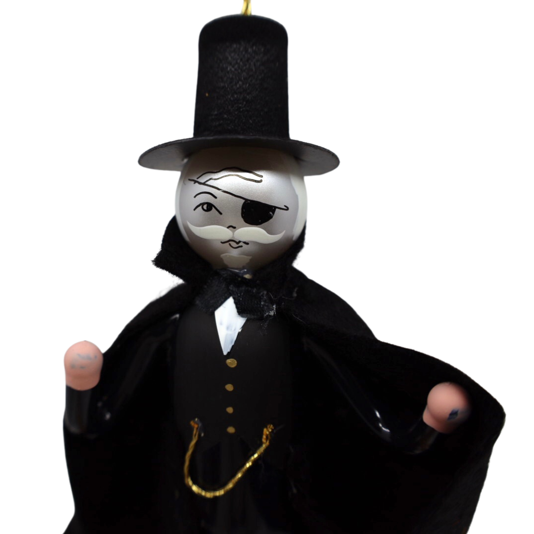Drosselmeyer in Black Cloak with top hat soffieria de carlini glass Christmas ornament hand crafted in Italy