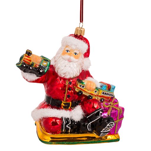Santa with Toy Train Ornament